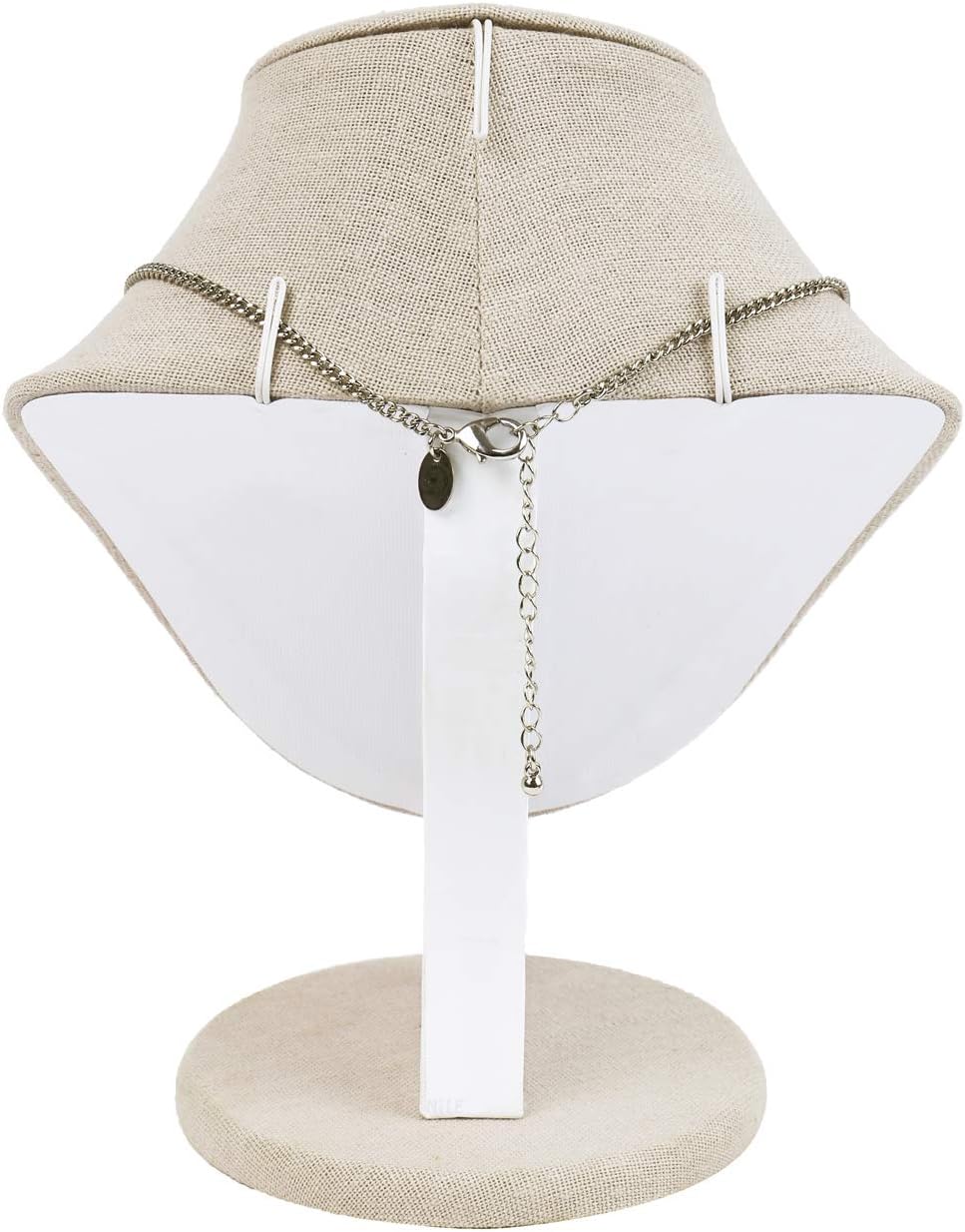 MOOCA 3 Pcs Set Tan Linen Combination Display Jewelry Stand Bust for Necklaces, Earrings, Rings, Jewelry Display For Vendors