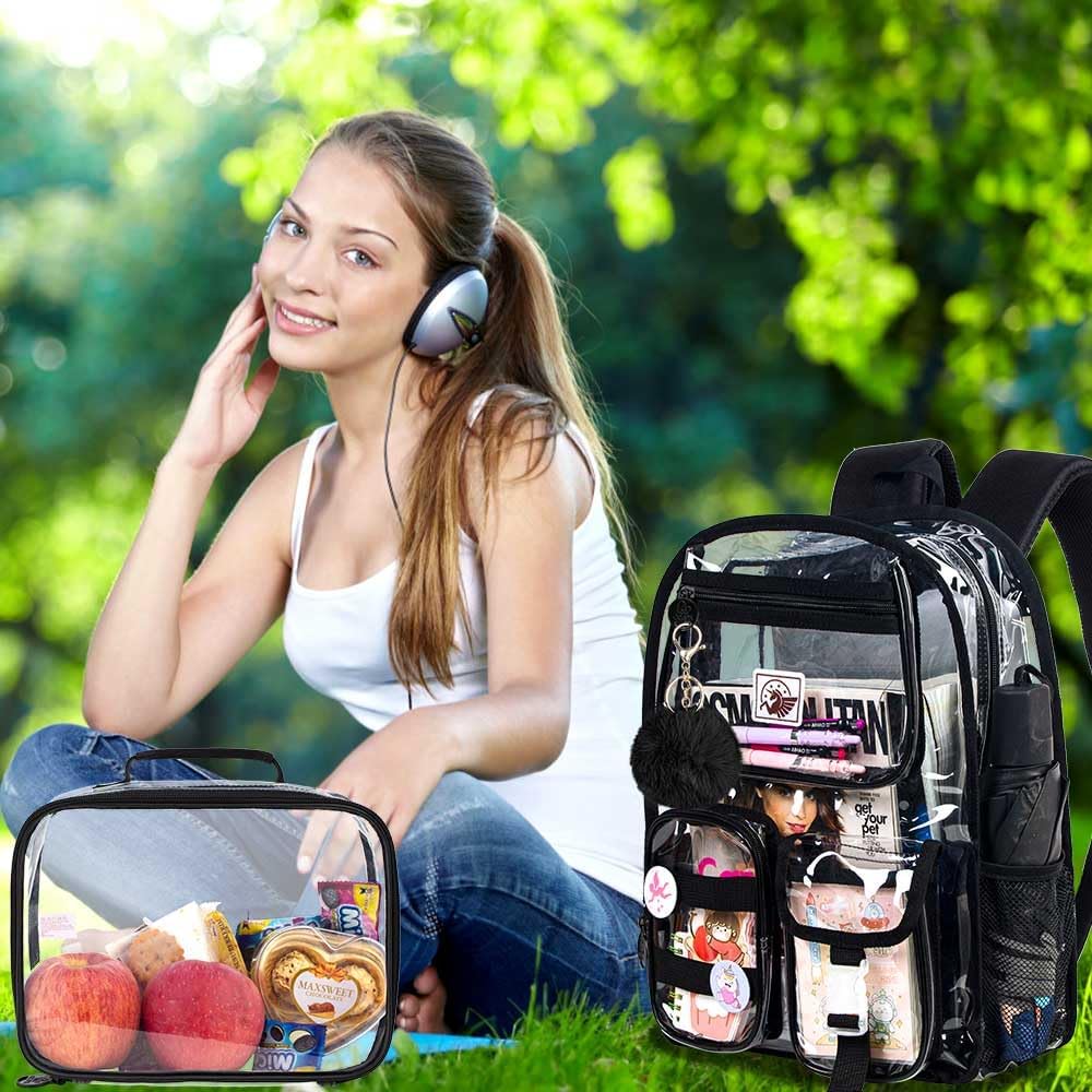 Clear Backpack, Heavy Duty Transparent Bookbag for Women and Men | Heavy Duty