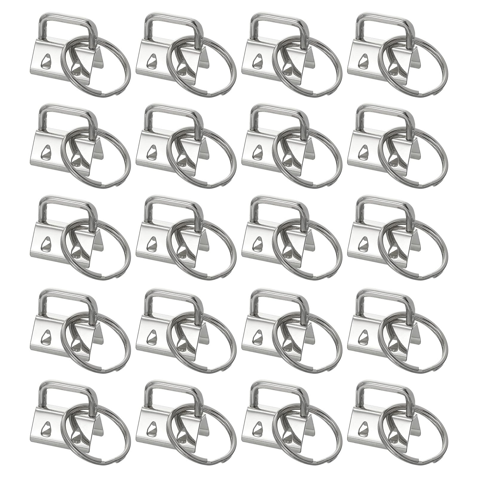 uxcell 20Pcs 20mm/ 0.8-inch Key Fob Hardware with Keychain Ring for Bag Webbing Wristlets Lanyards, Silver Tone