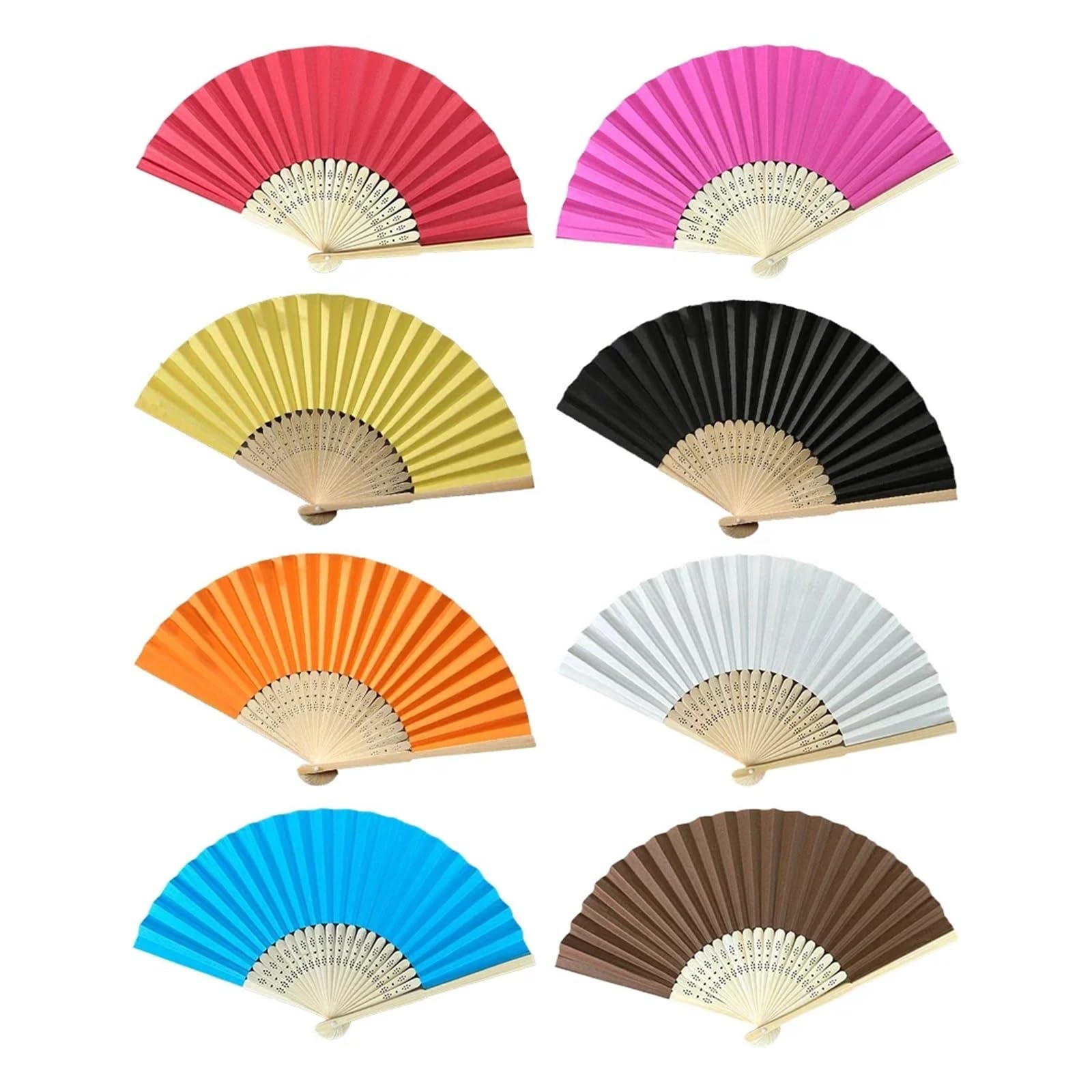 Papier-Faltfächer 20PC Handfächer Bambus Papierfächer Faltbare Fächer Einfarbig Hochzeitsdekoration Fächer DIY Gastgeschenk for Hochzeit Geburtstag Sommerparty(Rose Red)