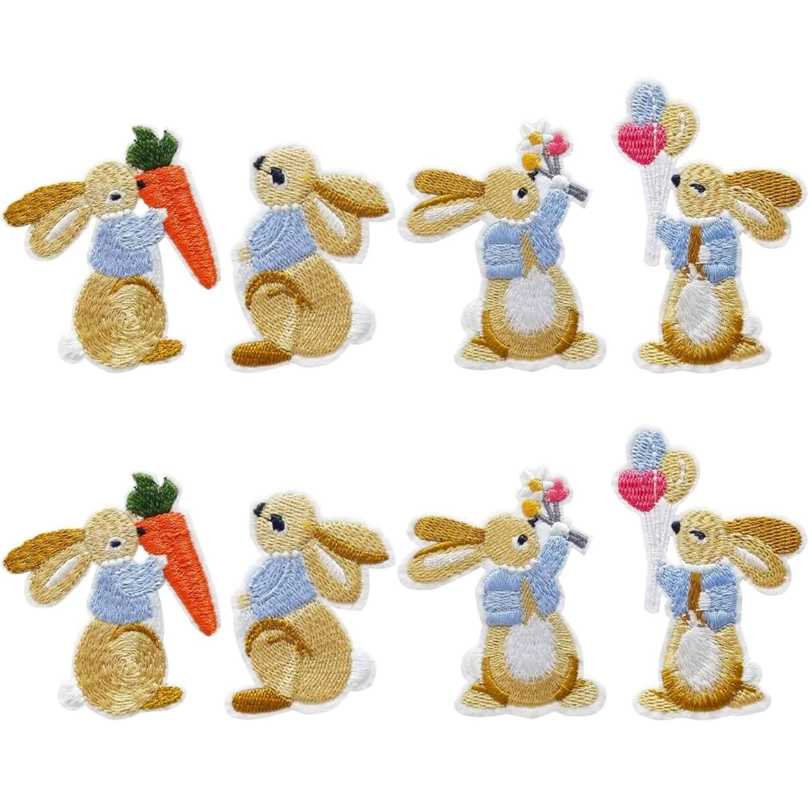 8Pcs Rabbit Applique Patches Iron On/Sew On Embroidered Patch for Jackets Jeans Bag Shoes T-Shirt Hat — image 1
