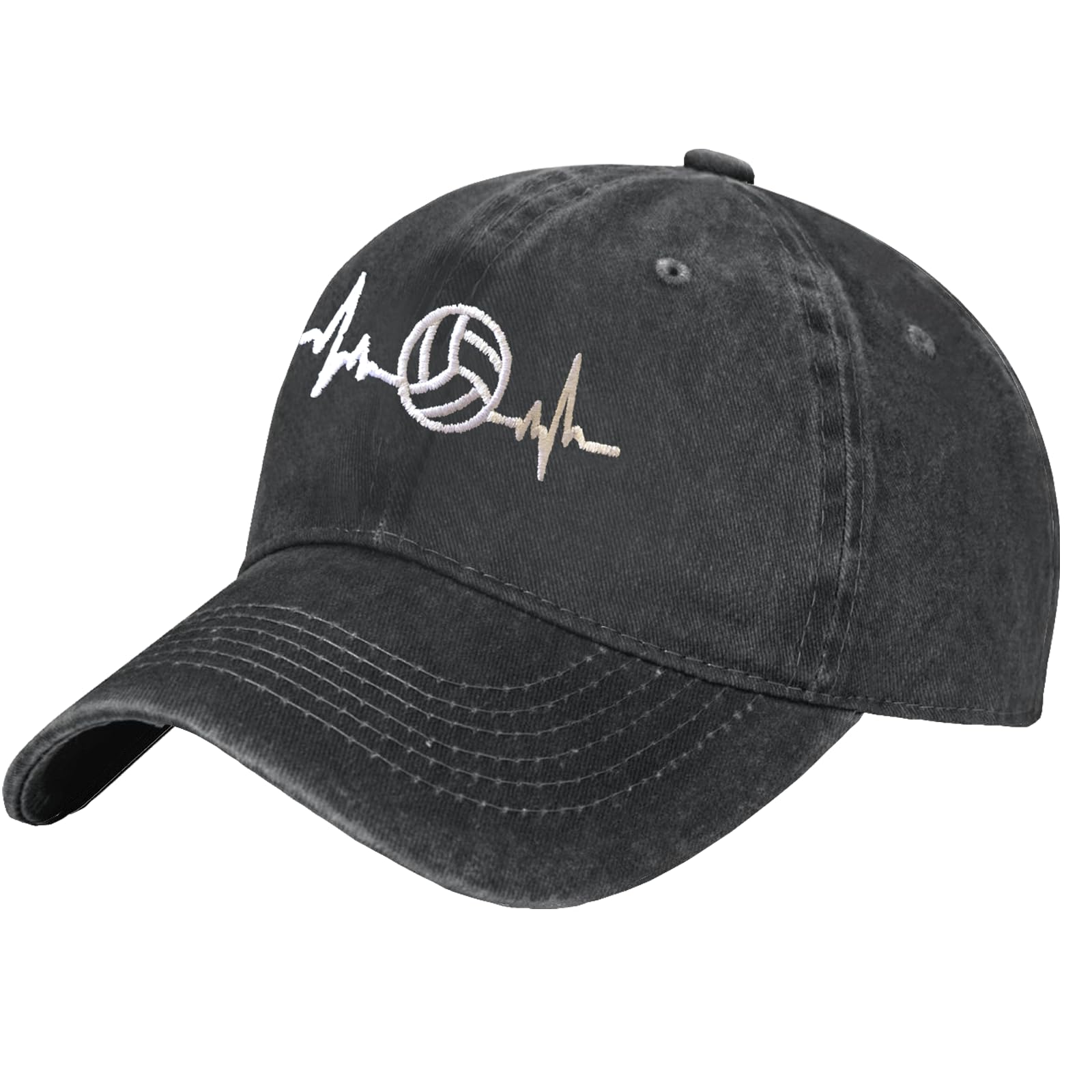 Yipaidel Women's Heartbeat Volleyball Hat, Adjustable Vintage Washed Baseball Cap for Dad Mom