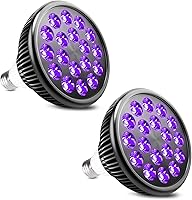 Vista 9 de KINGBO Bombilla negra, bombillas LED de 36 W E26 PAR38 que brillan en la oscuridad, LED de 395 nm para fiesta de luz negra, arte fluorescente