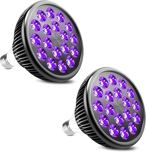 Miniatura 9 de KINGBO Bombilla negra, bombillas LED de 36 W E26 PAR38 que brillan en la oscuridad, LED de 395 nm para fiesta de luz negra, arte fluorescente