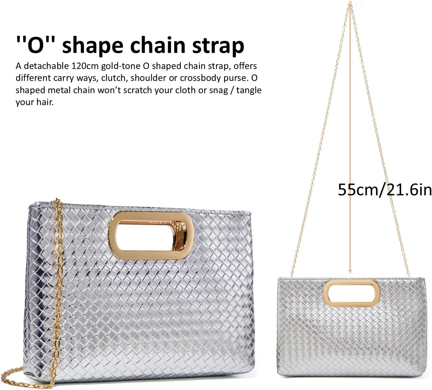 Woven Evening Bag Clutch Purses for Women Fashion PU Leather Crossbody Purse for Wedding Party and Prom - Image 5