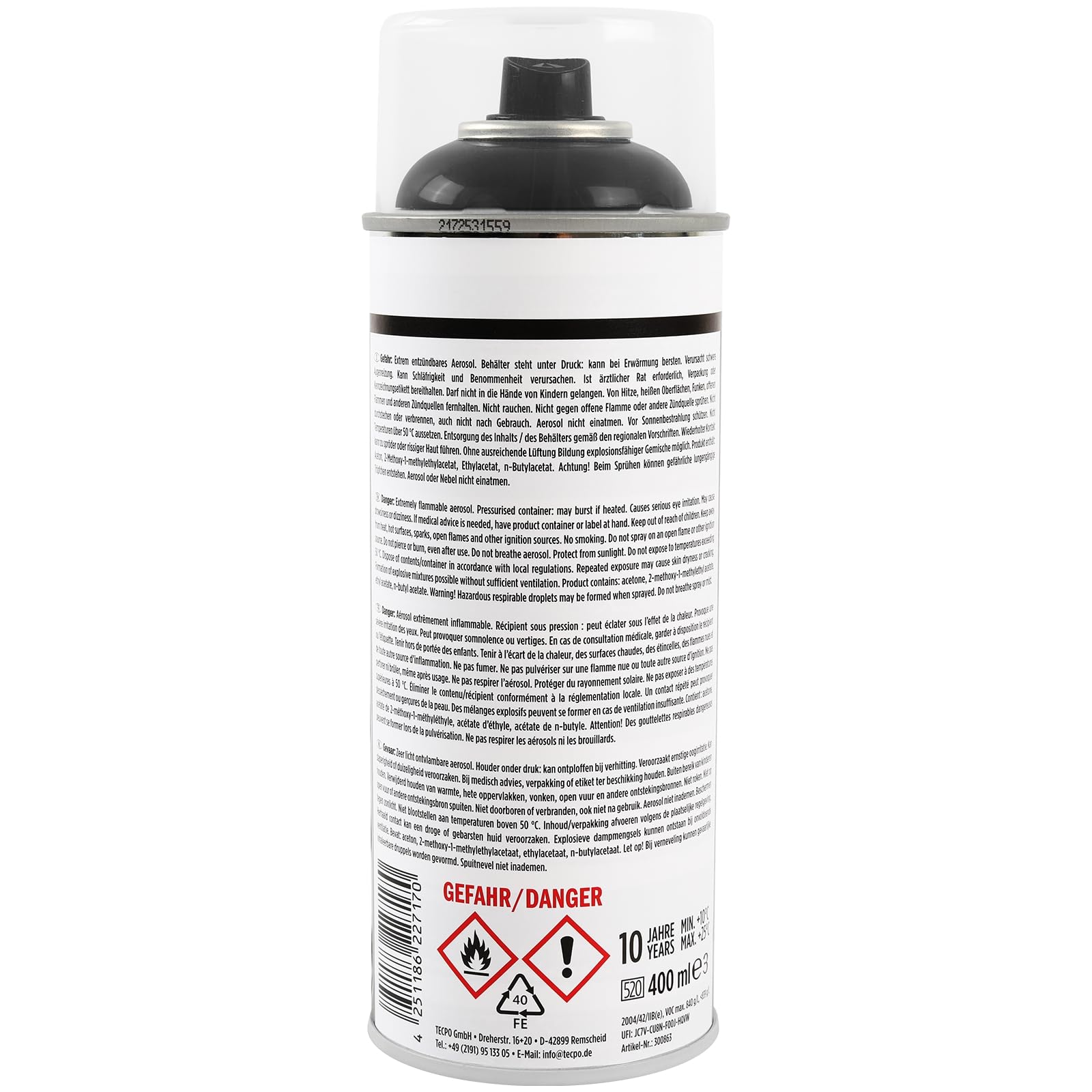 TECPO Spray de pintura para alfombras, 24 x 400 ml, color antracita, para alfombras, alfombrillas de coche, tejido de goma, plástico, tratamiento interior