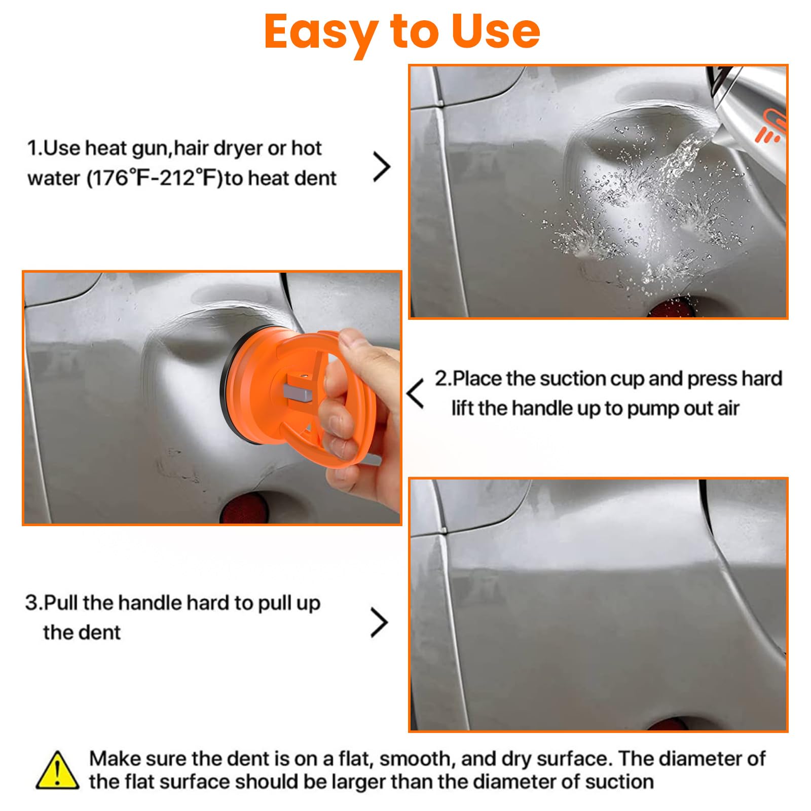 Tile Repair Kit Car Dent Puller, 3 Pcs Suction Cup Dent Puller And Powerful Car Dent Dent Puller For Car Body