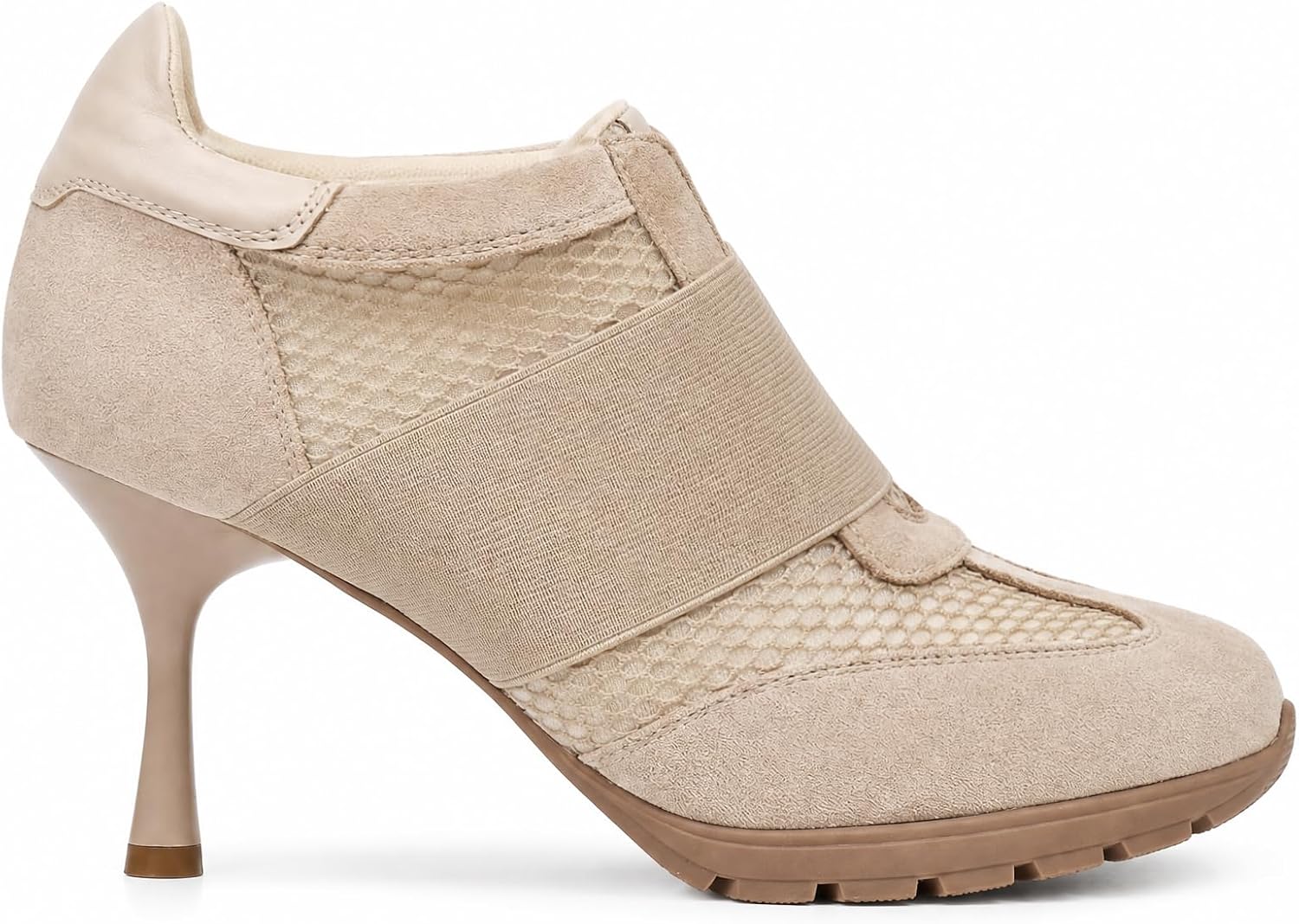 Sneaker Heels for Women Suede Kitten Round T-Toe Comfort