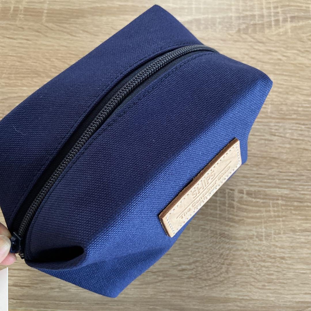 Amazon.co.jp: SHIPS ポーチ ネイビー 大容量 マチあり