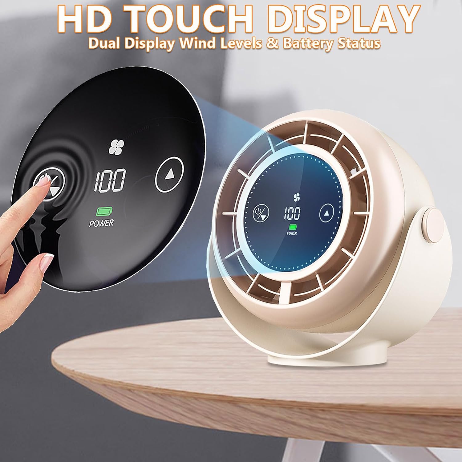 SAYTAY Turbo Desktop Air Circulation Fans, USB Punch-Free Wall-Mounted Ceiling Desktop Fan With 100-Speed Adjustment & 90° Multi-Angle Adjustment, Multifunctional Fan For Various Venues (Beige)
