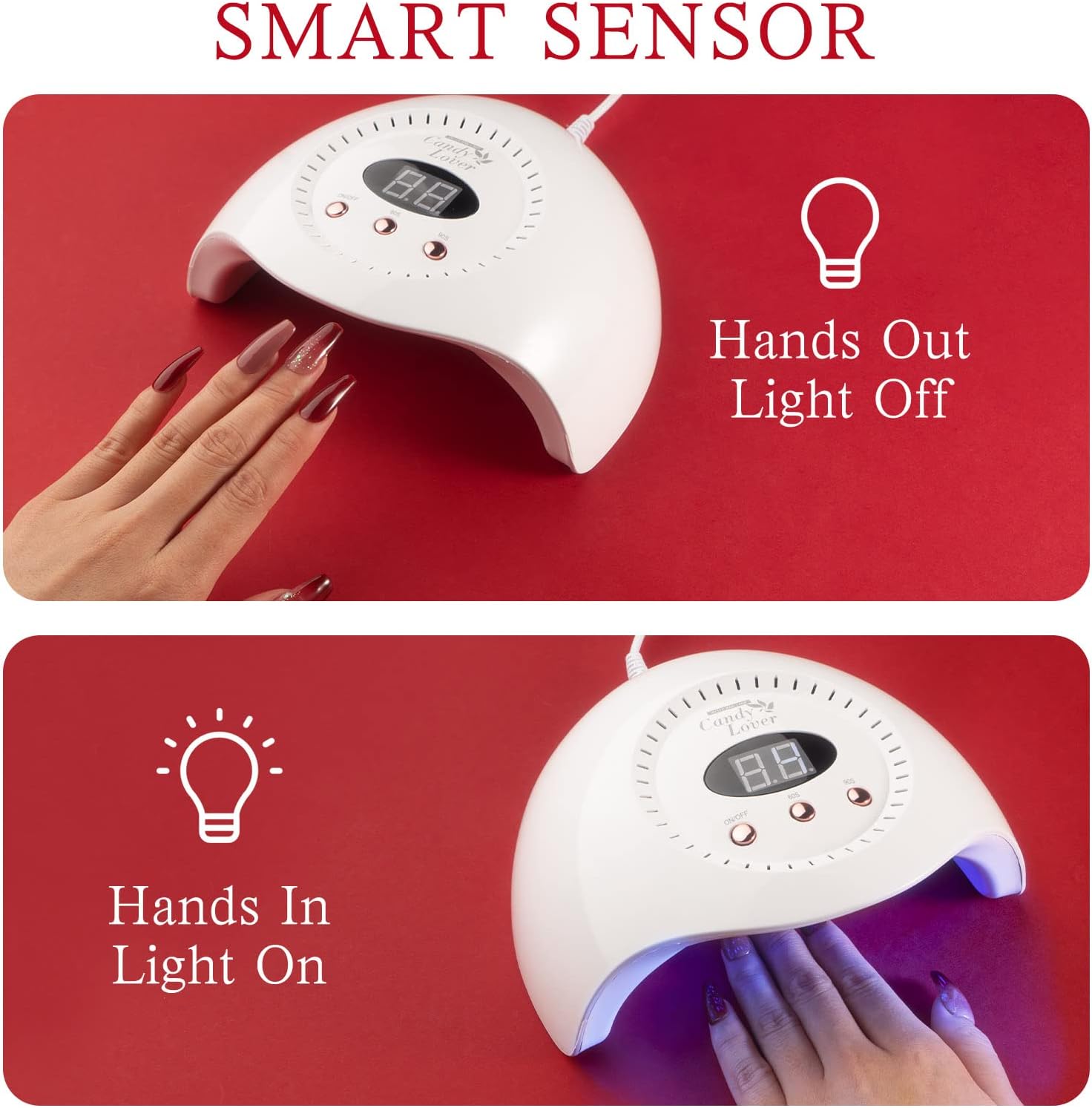 Candy Lover UV LED Nail Lamp, 72W UV Light for Nails, Gel Nail Lamp for Gel Polish, Portable Nail Curing Lamp, Professional Nail Dryer, Acrylic Nails Light Machine, Quick Dry Curing for Gel Polish : Beauty & Personal Care