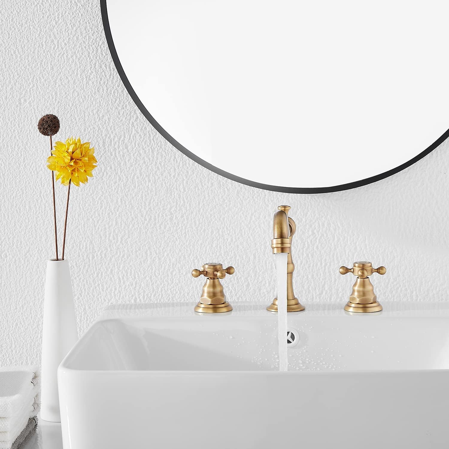 Grifo de lavabo de baño de 3 agujeros, de montaje en cubierta, grifo mezclador de lavabo antiguo de doble asa, grifo de bañera de 8 pulgadas con 2 asas, grifo de bañera de latón antiguo