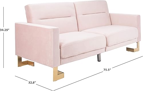 Miniatura 55 de Safavieh Inicio Tribeca Glam Sofá cama plegable de terciopelo azul marino y latón Azul marino/latón,Esmeralda/latón,Rubor /