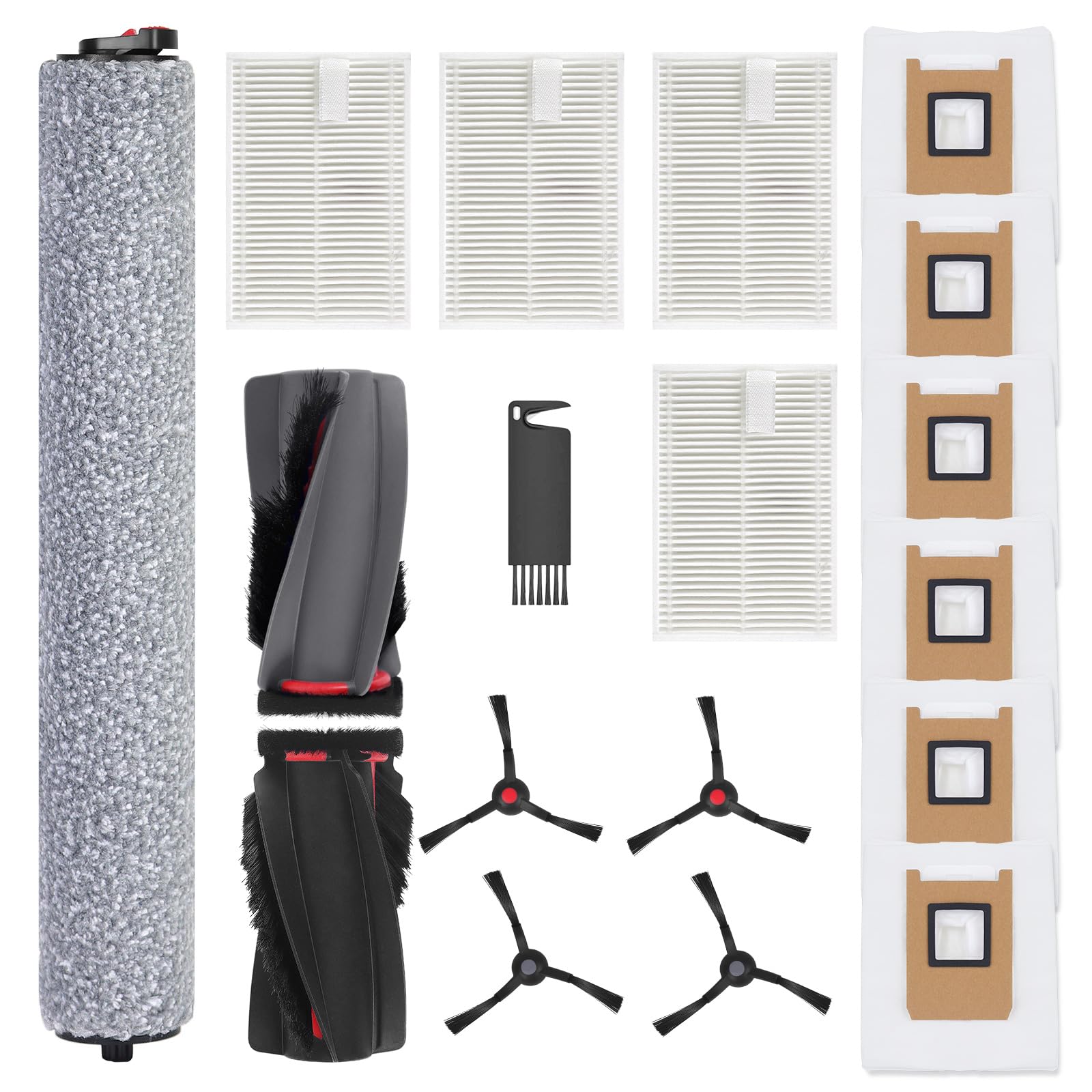 C28 Accessories Replacement for eufy C28 Omni Vacuum Cleaner,C28 Accessories Kit Include 1 Main Brush,1 Roller Mop,4 Side Brushes,4 HEPA Filters,6 Replacement Dust Bags,1 Cleaning Tools
