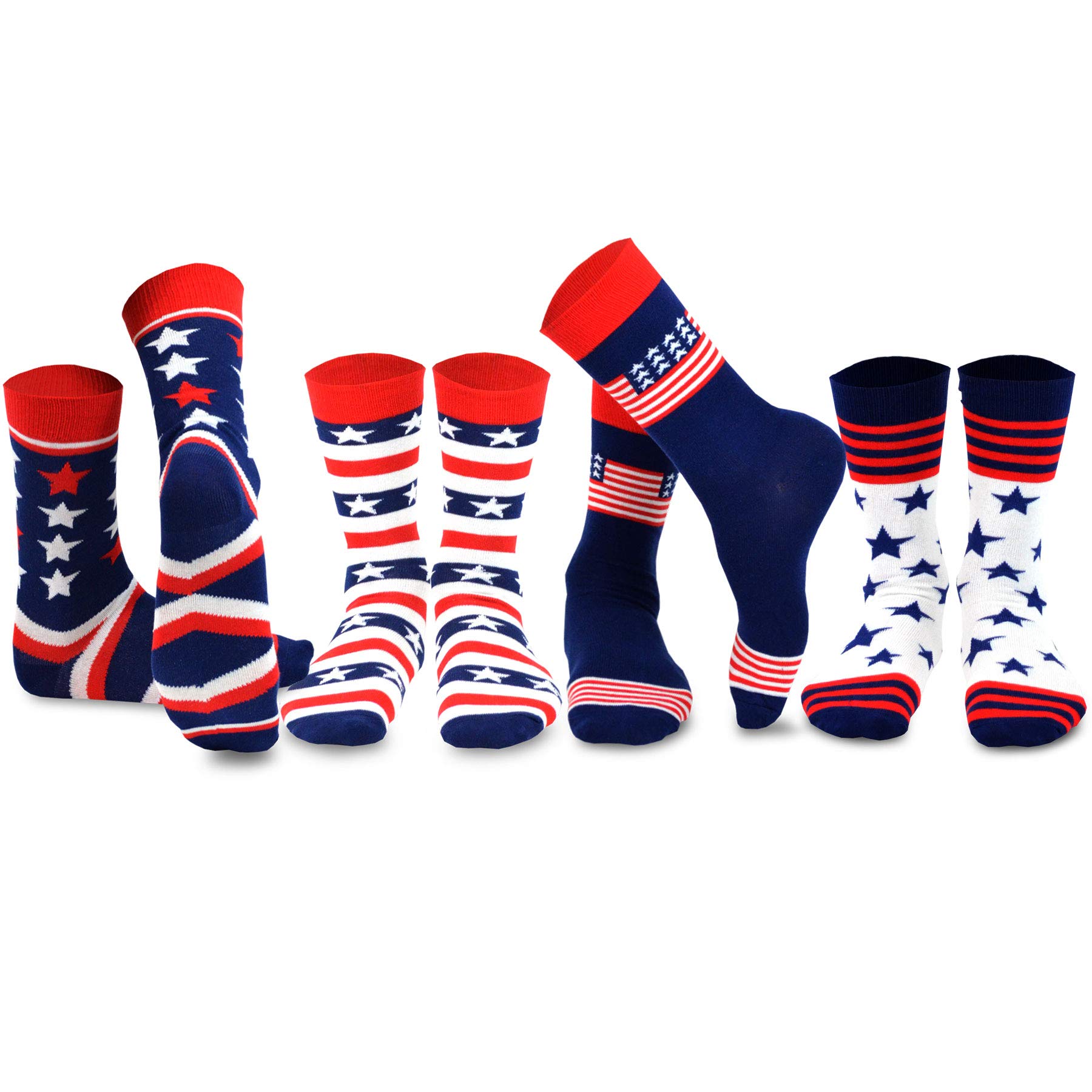 American Patriotic Stars and Stripes Crew Knee High Low Cut Ankle Novelty Socks for Men and Women Multipair