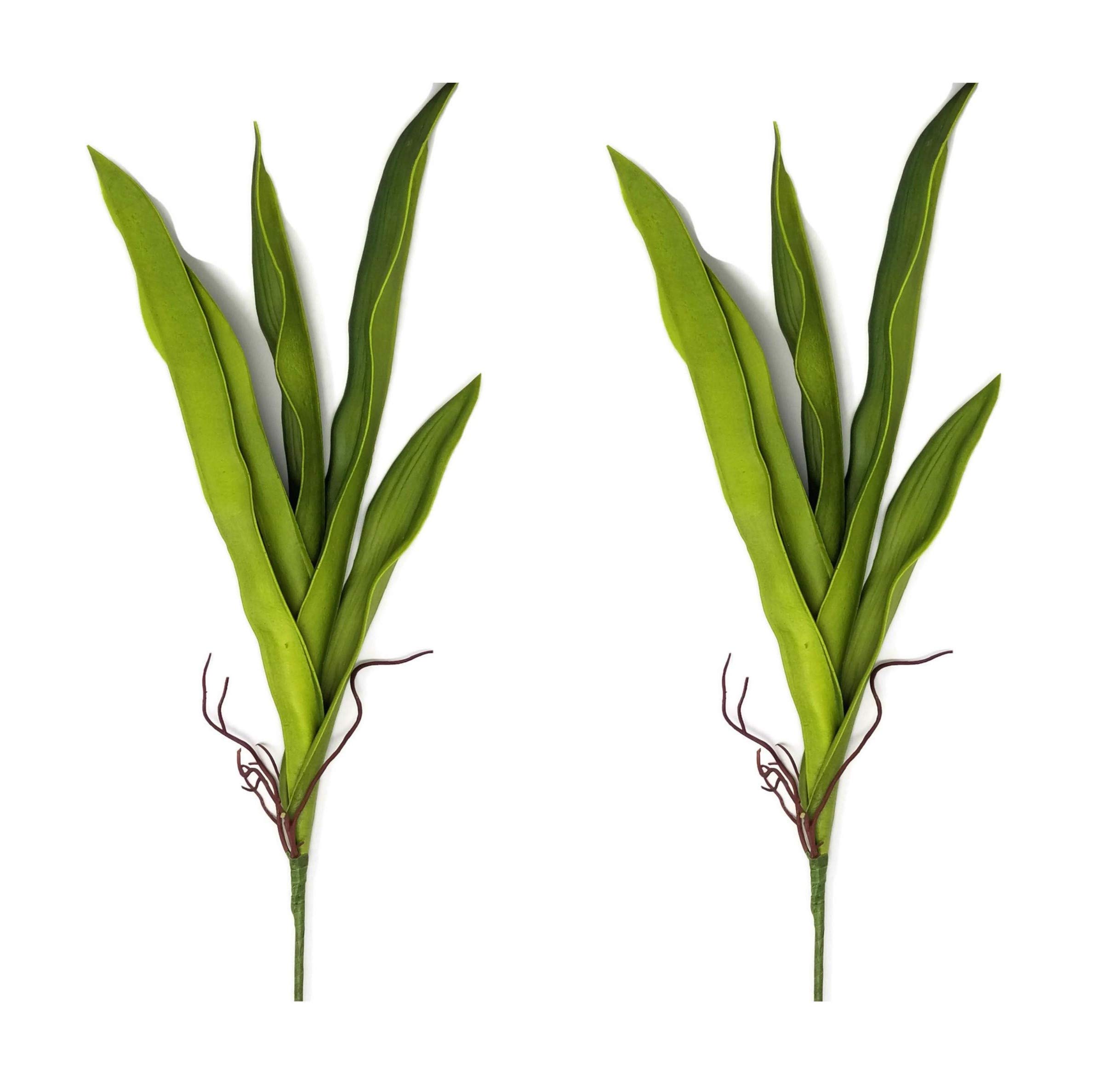 Floral Kingdom 19" Real Touch Artificial Orchid Branch Leaf for vase Arrangements, Bouquets, Home & Office Decor (Pack of 2)