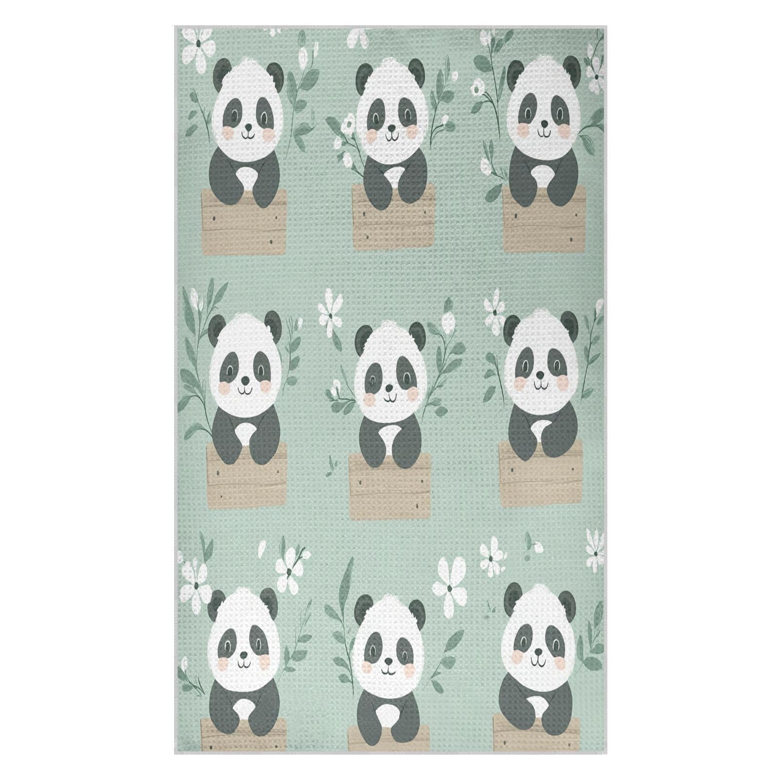 BURSTDDY Cartoon Panda Kitchen Towels,Absorbent Dish Towels 1 Pack
