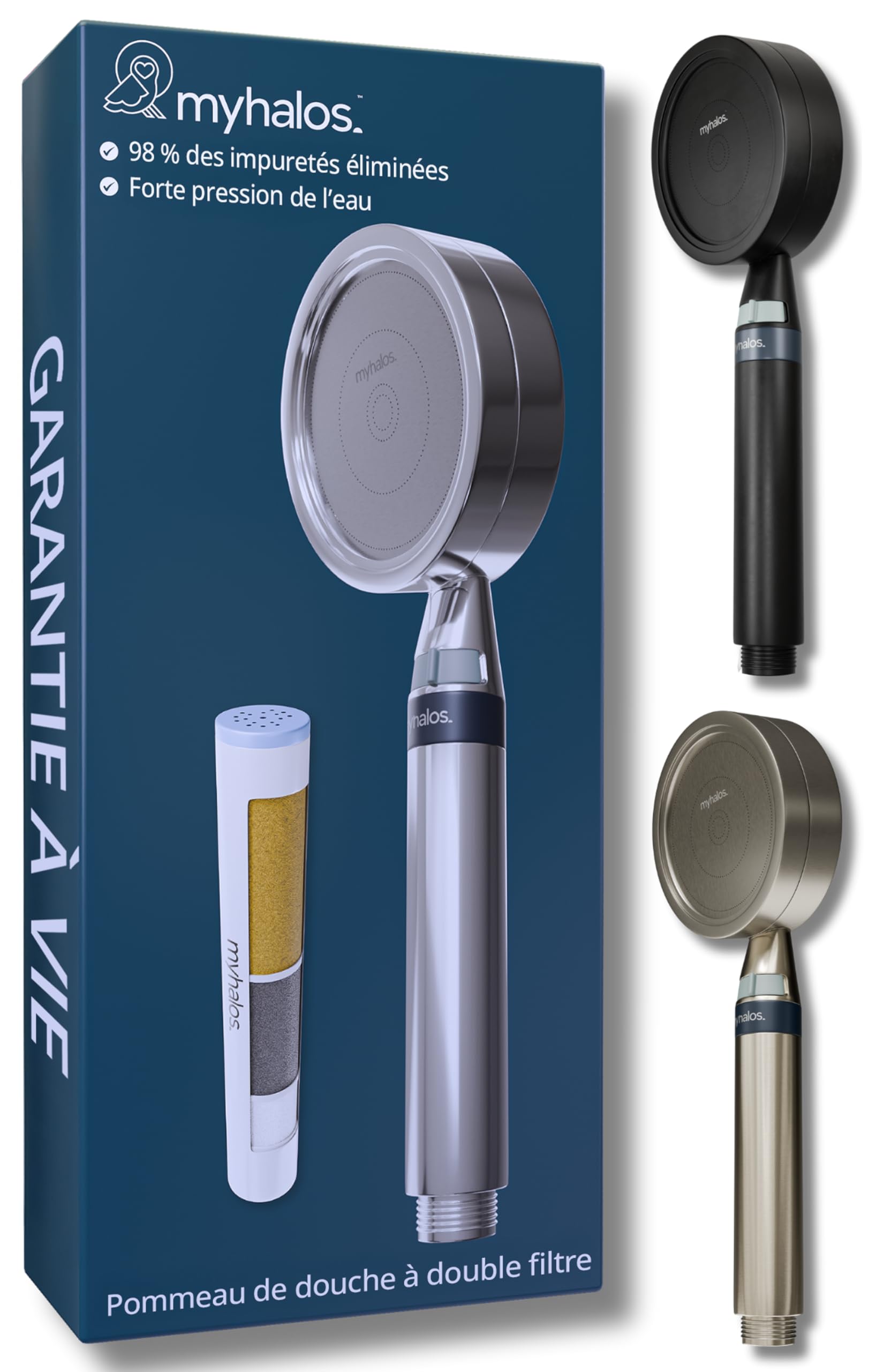 Pomme douchette douche anti calcaire haute pression chrome pour raccordement universel