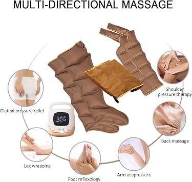 Lymphatic Drainage Massager Legs, 5 Chamber Electric Air Compression Therapy Boots with Heat, Pressotherapy Leg, Arm & Waist Massager, Air Compression Massager for Circulation