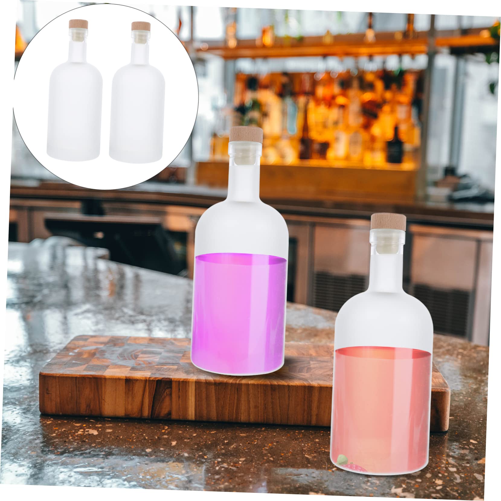 OKUMEYR 2Pcs Airtight Frosted Bottles DIY Fruit Wine Jars for Brewing for Home Parties Cocktails and Beverages and Healthy Material