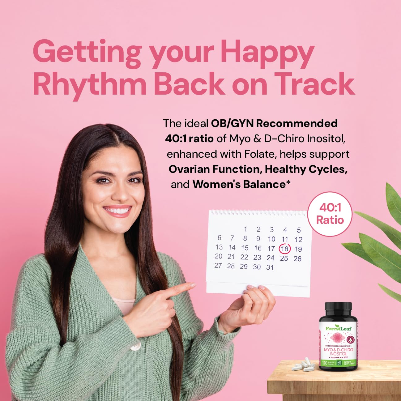 Myo-Inositol & D-Chiro Inositol Supplement for Women's Health | Fertility Supplements Women | Inositol 40:1 Ratio Support Ovarian Function & Healthy Hormone Balance Women | 2050mg | 120 Powder Caps — Amazon image 6