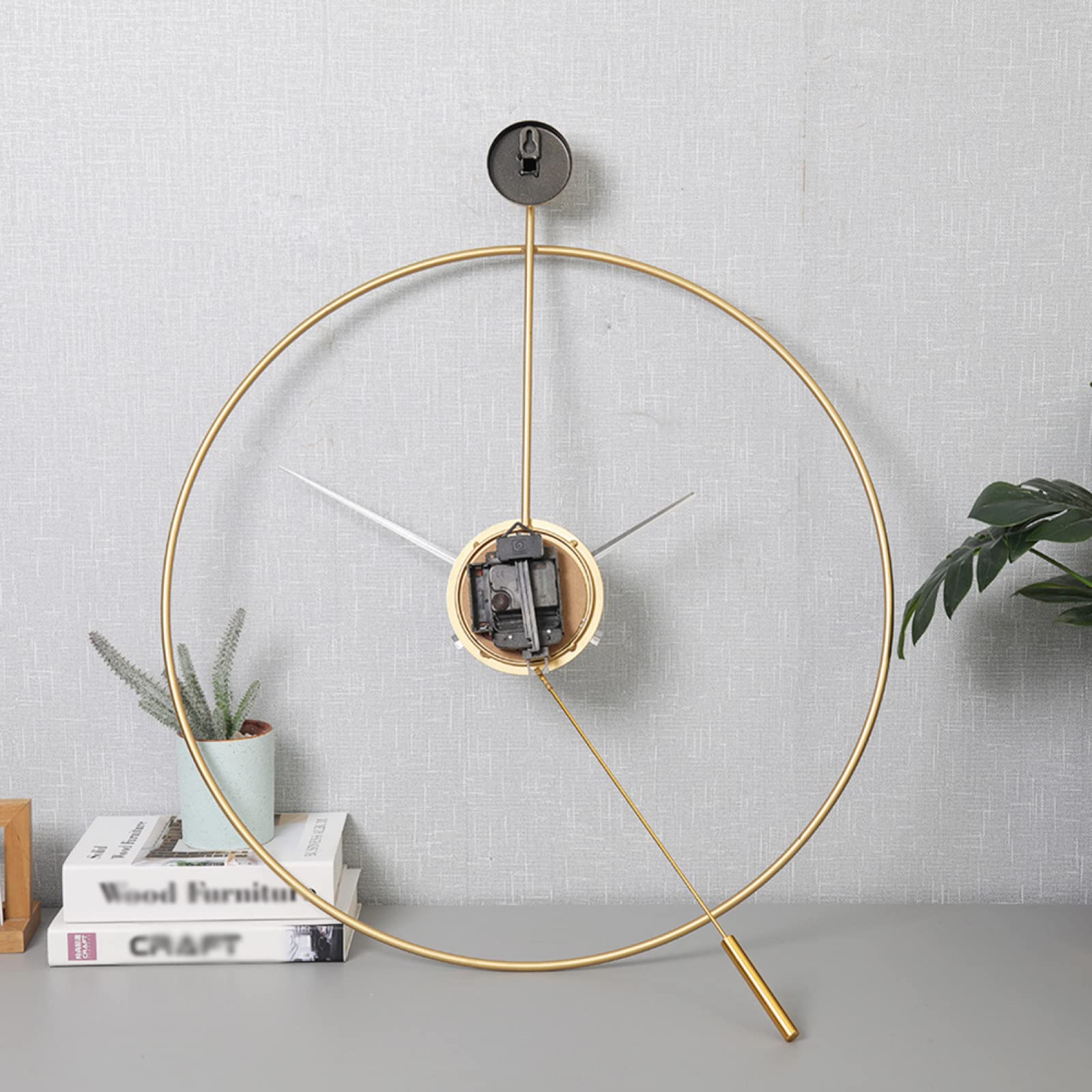 TPARIS Reloj De Pared De Péndulo Oscilante De Estilo Simple Moderno|Arte De Hierro Reloj Colgante Decor Redondo Silencioso Funciona con Pilas,Negro (manecillas De Aluminio),60 Cm (23,6 Pulgadas)