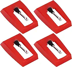 Agulha para toca-discos, agulha de diamante para toca-discos 4 peças, substituição prática da agulha do fonógrafo para Crosley, ION, Victrola, Jenson, Boytone, TechPlay, Capehart