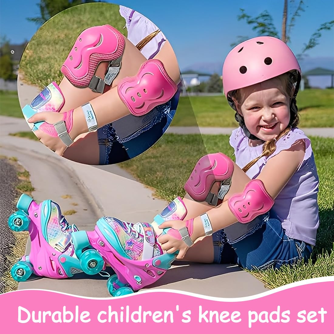 UIEXAY Equipo De Protección Infantil 6 Piezas, Protecciones Patines Niña Incluye Casco Rodilleras Coderas Y Muñequeras para Ciclismo Monopatín Patinaje Y Otros Deportes, Protecciones Patines — view 6