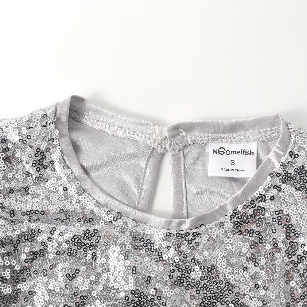 Noomelfish Mädchen Kurzarm Pailletten Shirts Party Glitzer Sparkly Tops Bluse (5–12 Jahre)