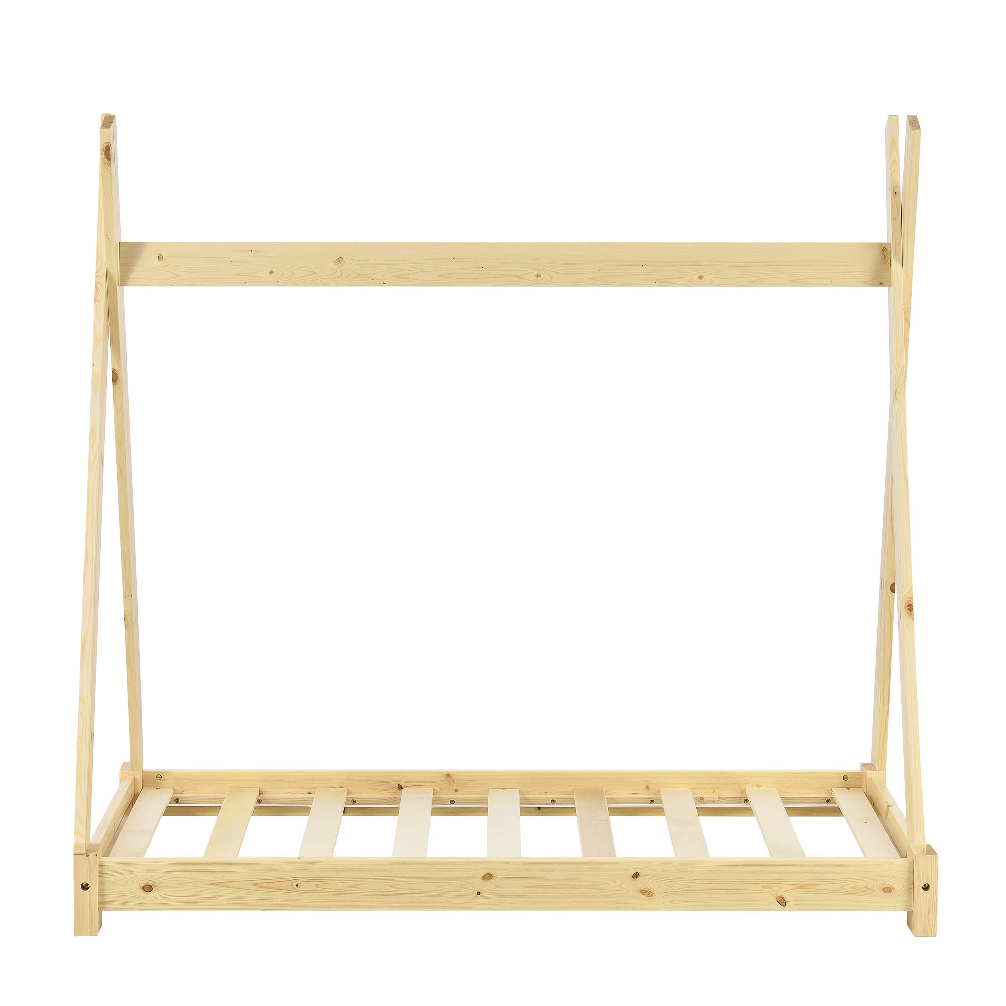 [en.casa] Cama para niños pequeños Cama Infantil 140 x 70cm Estructura Tipi de Madera Pino Color Pino Natural