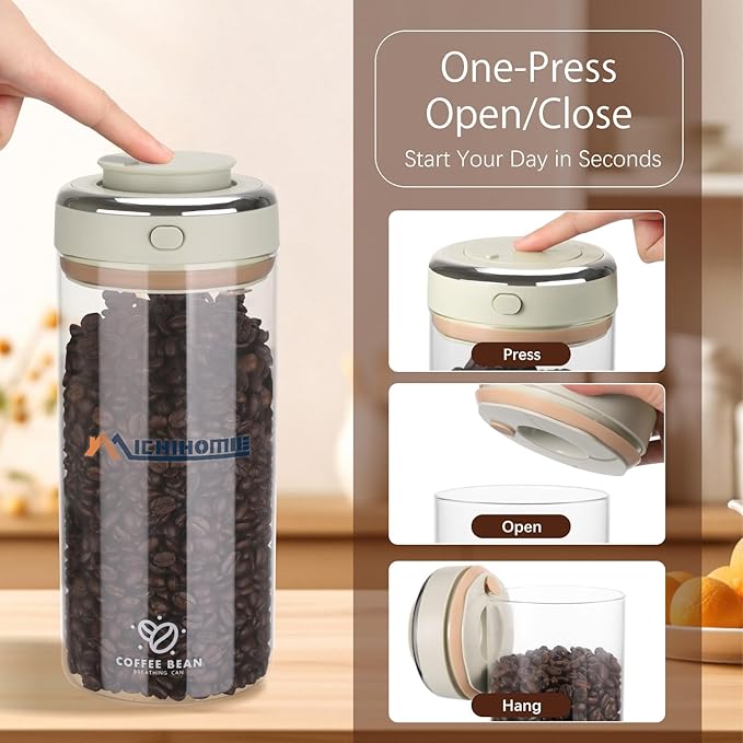 Contenedor de Vidrio para Almacenar Granos de Café con Tapa Hermética miniatura 3
