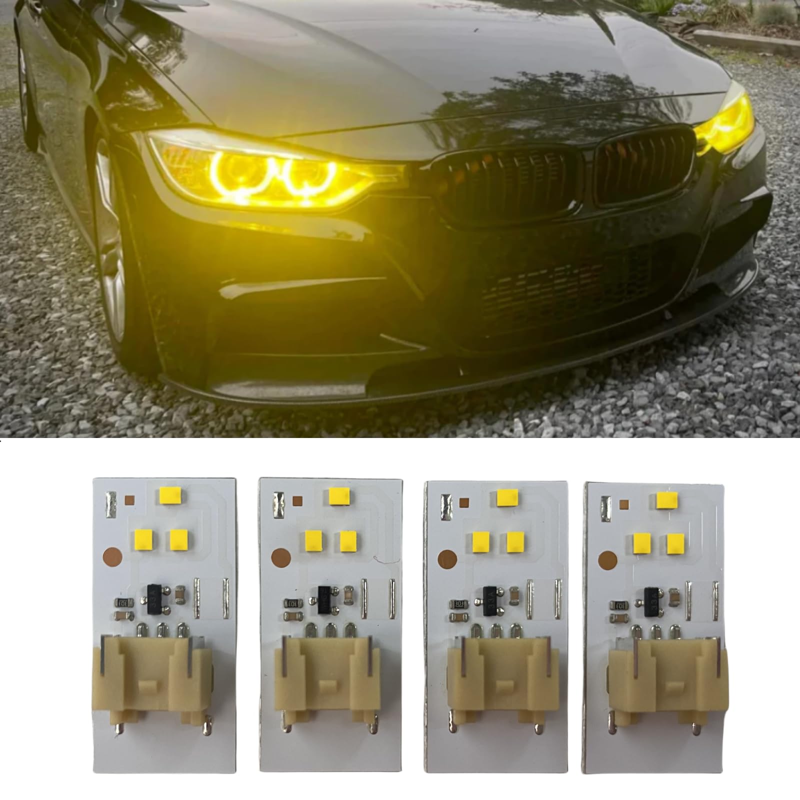 4Pcs CSL Yellow DRL Boards For 2012 2013 2014 2015 BMW 3 SERIES