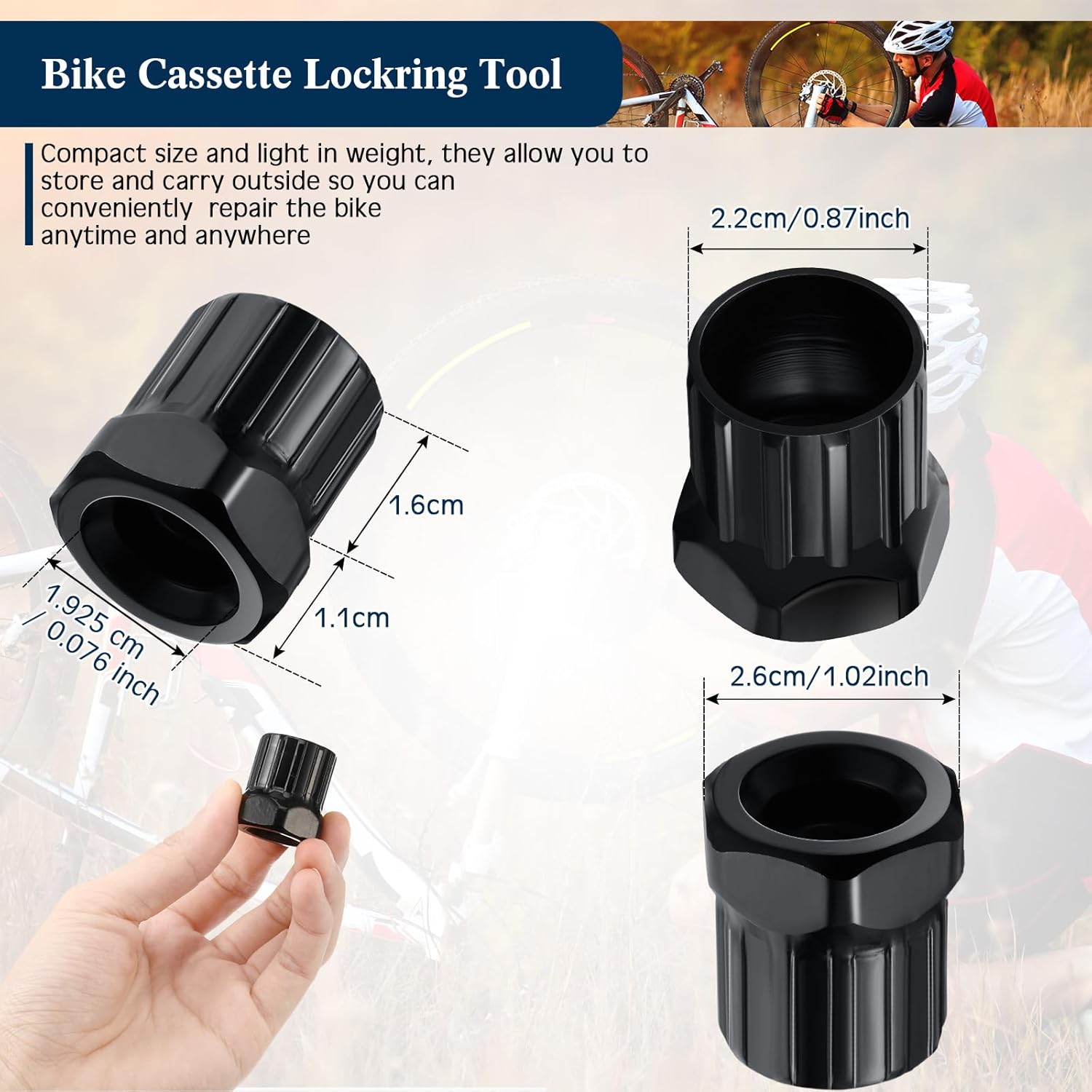 Skylety 2 Pcs Bicycle Freewheel Removal Tool Cassette Tool Bicycle Cassette Removal Bike Repair Lockring Accessories, Black