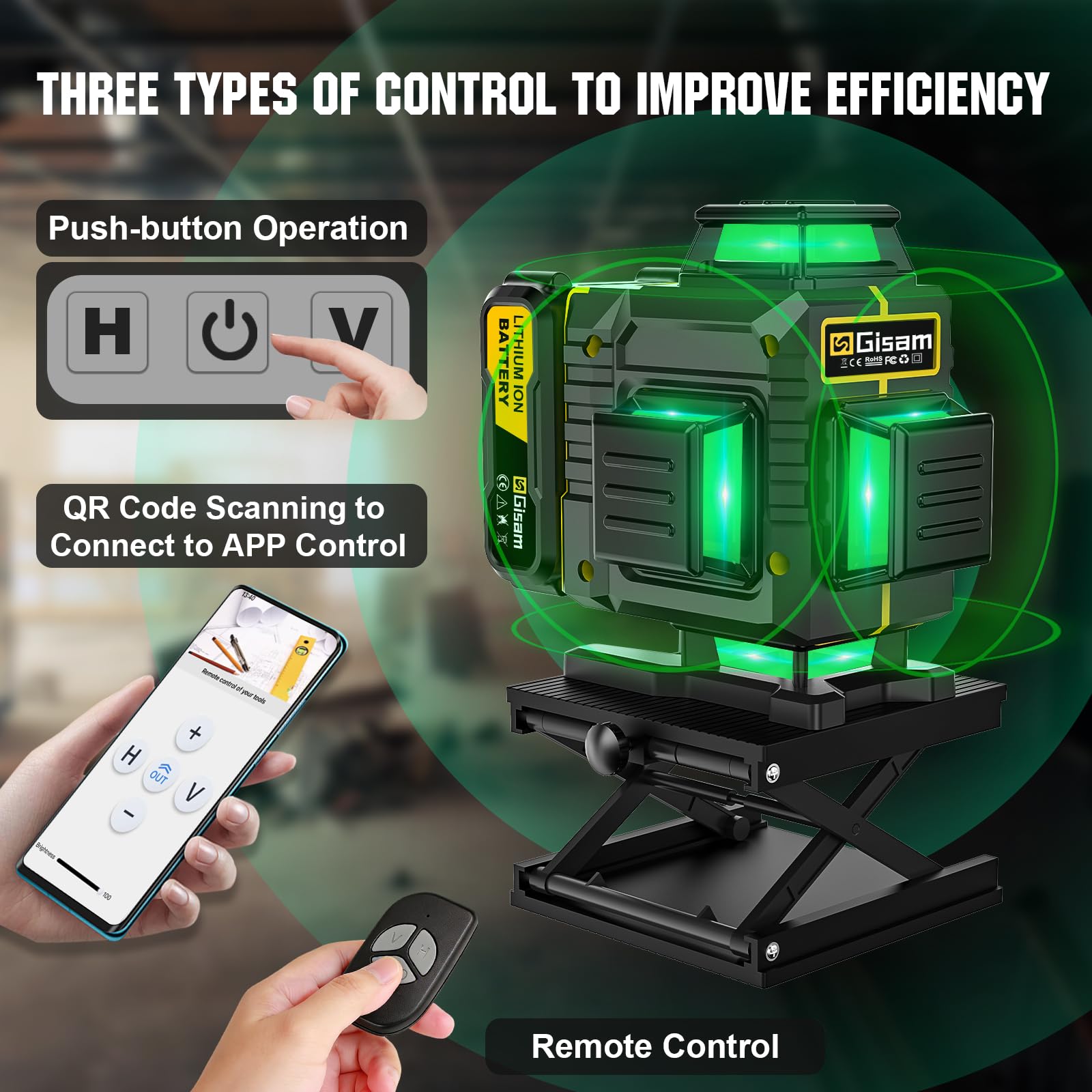 Gisam Laser Level - 360° Rotating & 16 Line -5
