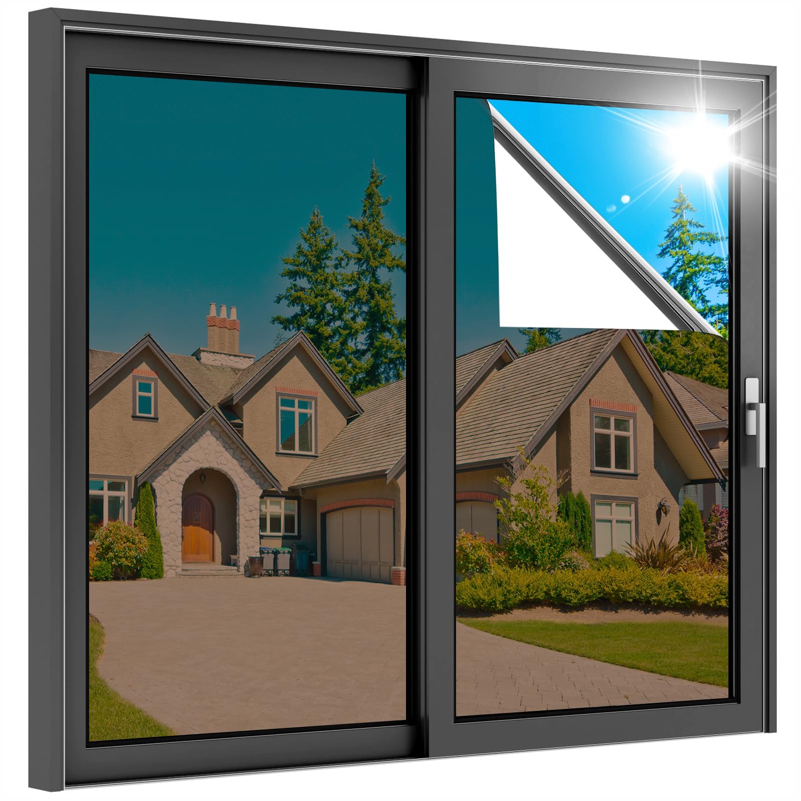 rabbitgoo Vinilos Espejo para Ventanas 44.5x200cm, Vinilo Espejo Unidireccional, Lámina Protector Solar Privacidad, Vinilo Ventana Deorativos Adhesiva Anti 85% Calor y 90% UV para Hogar Oficina — view 22