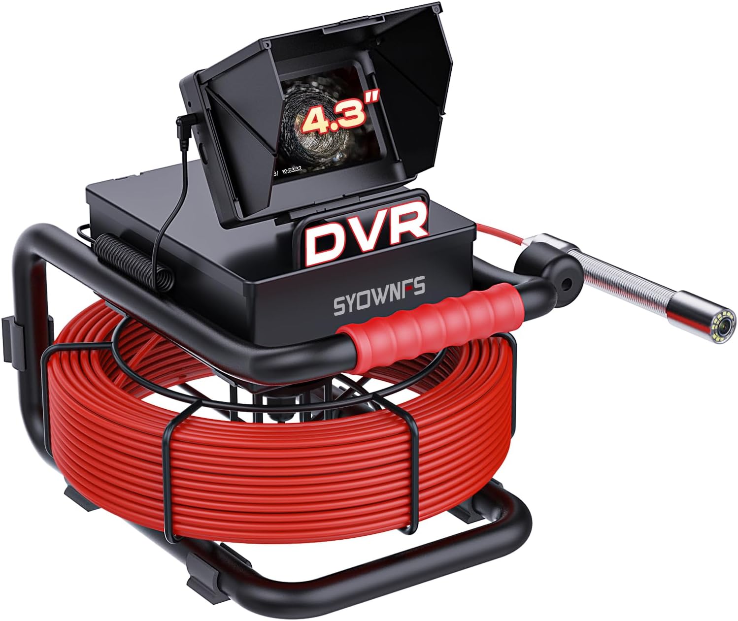 Sewer Camera 100ft/30m 4.3" Pipe Inspection Camera with 16G DVR IP68 Waterproof Borescope w/LED Lights,Industrial Drain Endoscope for Home Wall Duct Drain Pipe Plumbing (101FT/30M)