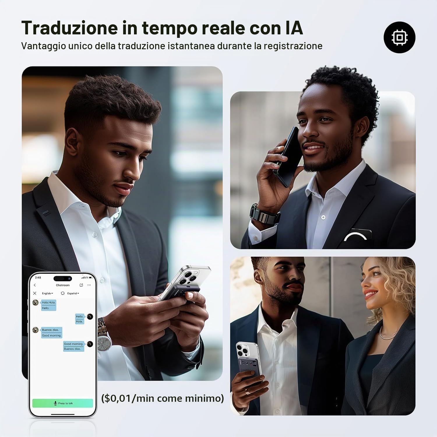 Registratore Vocale AI, Controllo APP del Registratore Vocale Digitale, Trascrizione e Sintesi e Traduzione Potenziato da ChatGPT, Ricarica Wireless, 64GB di Memoria per Conferenze, Riunioni, Chiamate