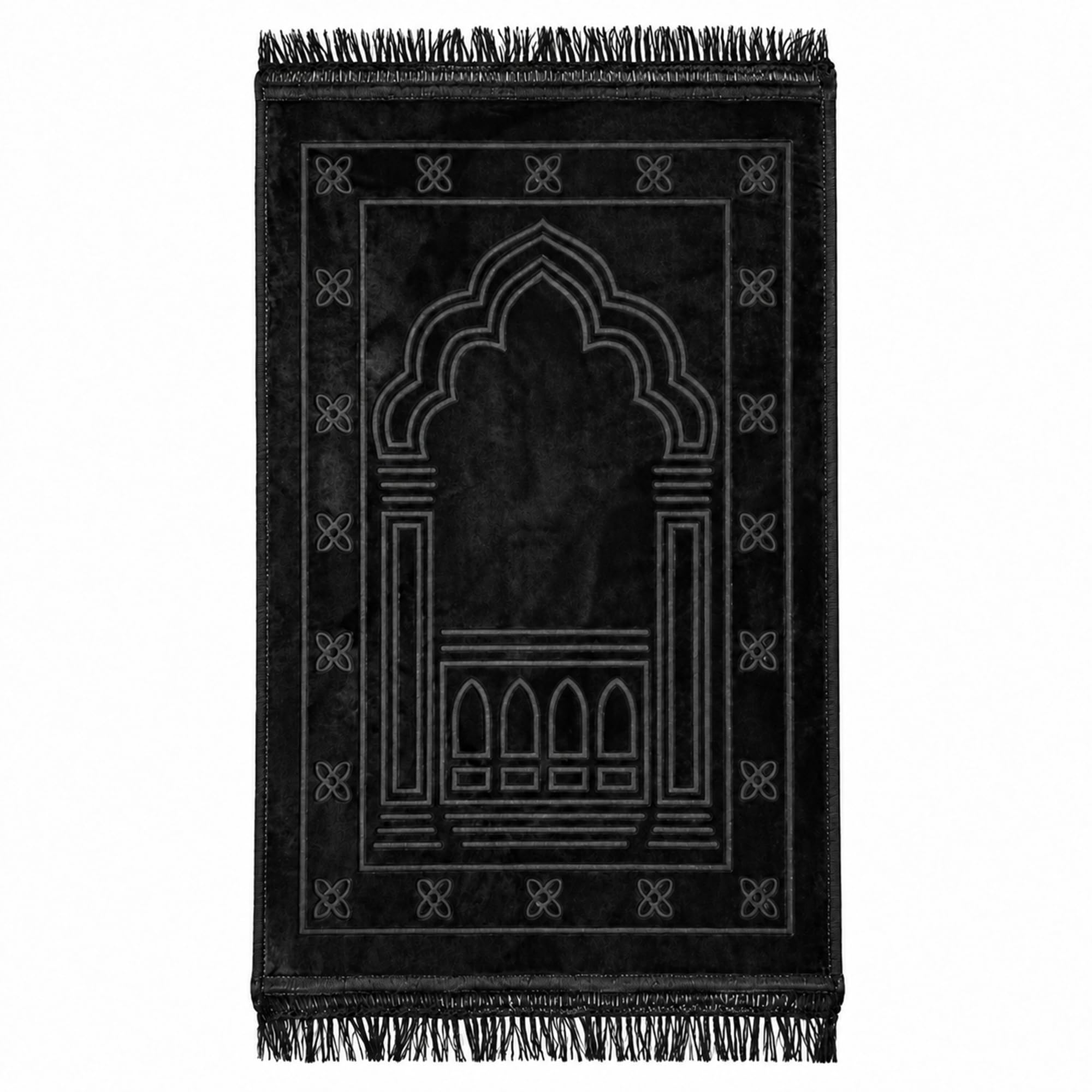 BMLIMITED BML 1 x Prayer Mat Extra Thick Soft Padded Non Slip Islamic Prayer Rug For Namaz Travelling & Perfect Ramadan Eid Gift (120cm x 80cm) (Black)