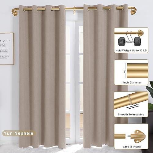 Miniatura 7 de Barras de cortina de oscurecimiento de habitación de 28 a 48 pulgadas, diseño envolvente de latón, barra de cortina individual de 34 pulgadas de
