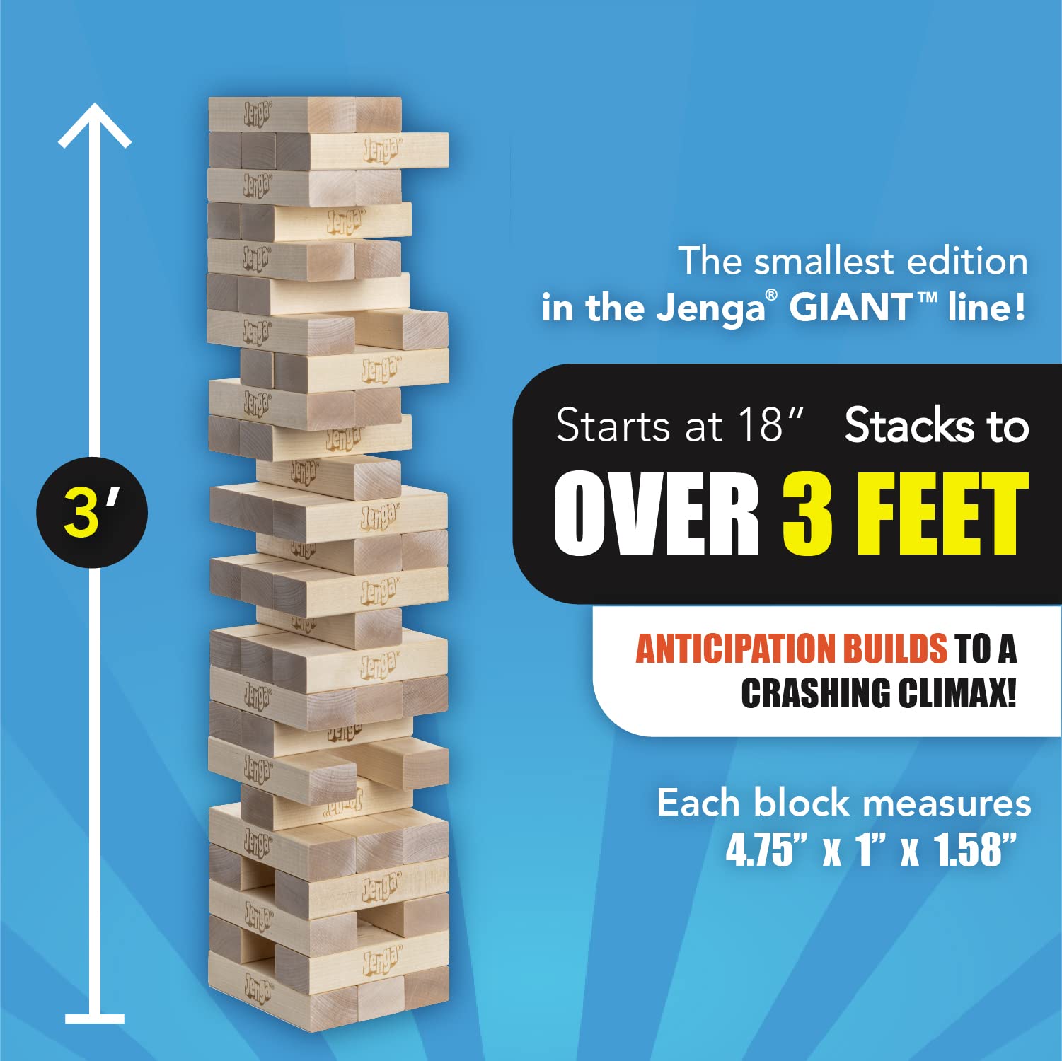 Jenga Giant JS4 (Stacks to Over 3 Feet) PrecisionCrafted, Premium