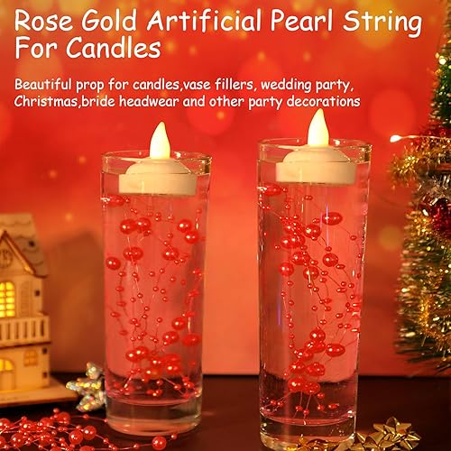 Miniatura 10 de Nuanchu 50 piezas de cadena de perlas artificiales para velas de 6 pulgadas, jarrón de perlas de relleno de velas, centro de mesa para regalo de San