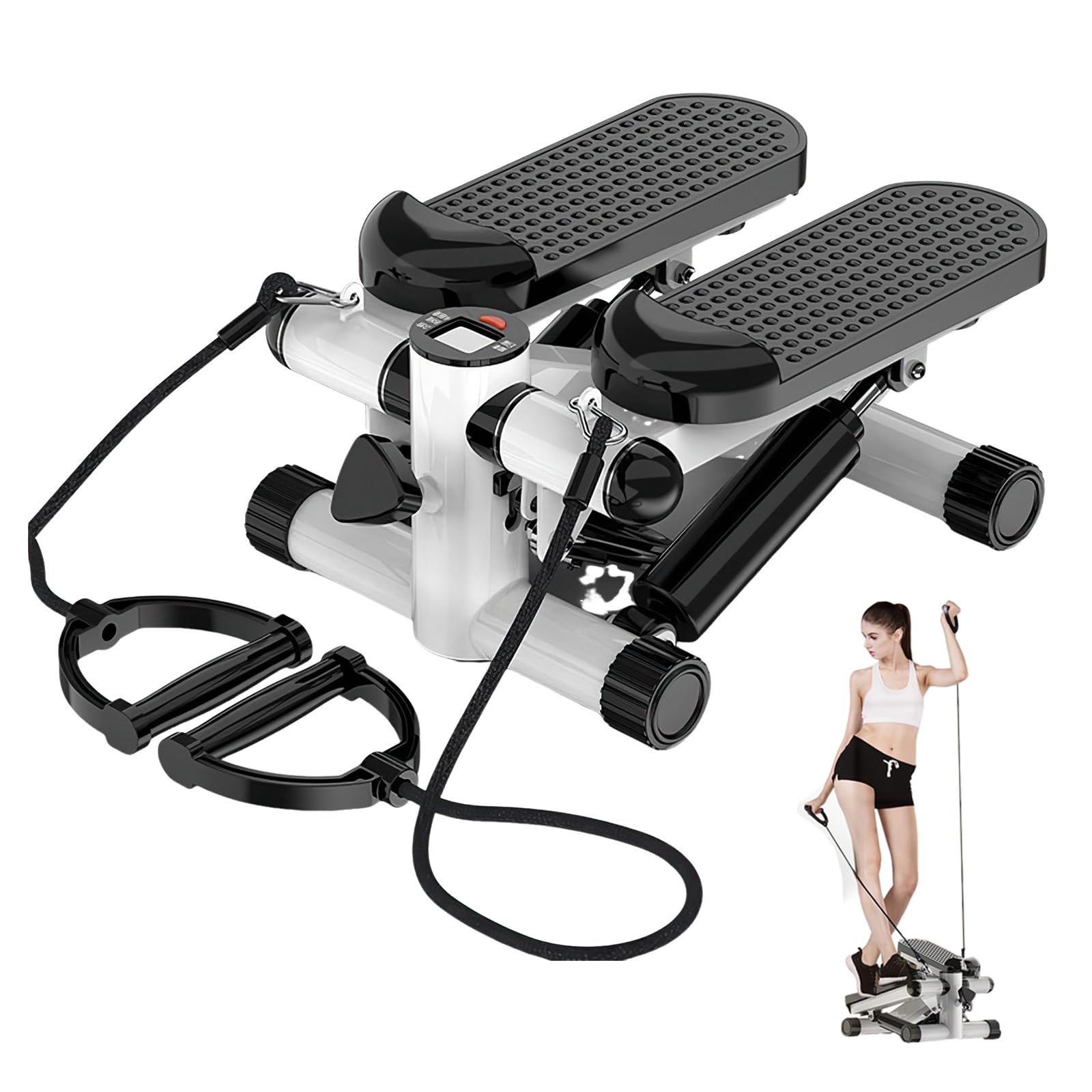 Mini stepper fitness con contatore LCD e 2 cinghie estensibili
