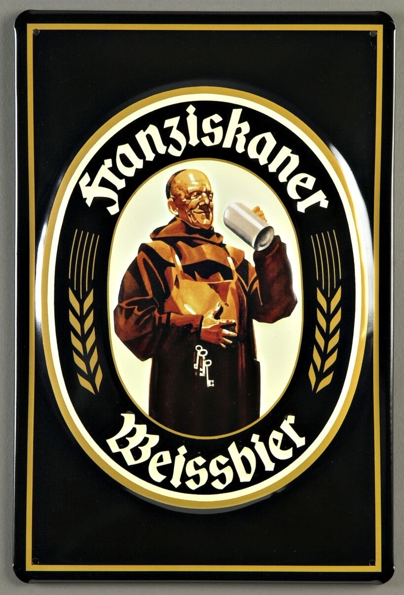 Franziskaner Weissbier Monk - Vintage Style Metal Advertising Sign