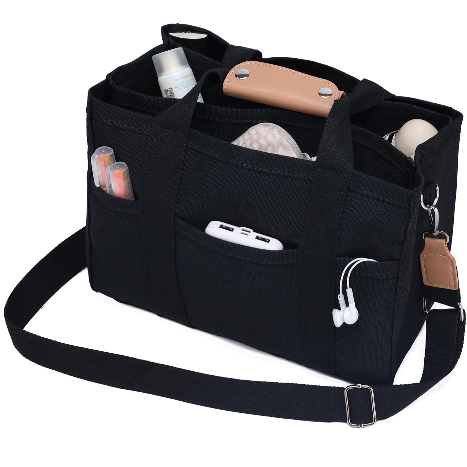 Barsine Messenger Bag for Women and Men, Multi-Pocket & Compartments Everyday Tote, Lightweight Canvas Bible Sturdy Bag