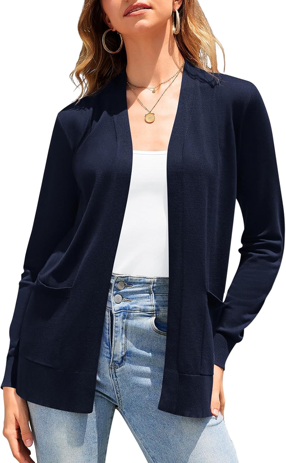 Women Vests Fashion Casual Sleeveless Cardigan Sweaters Soft Knit Dressy Ladies Sweater Vest with Cozy Large Pockets - Image 4