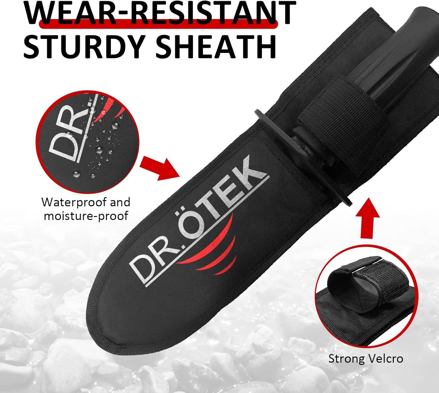 DR.ÖTEK Metal Detector Shovel for Digging, Heavy Duty Double Serrated Digging Tool with Carry Sheath, Metal Detecting Accessories, Edge Digger Trowel for Gardening, Camping, Landscaping