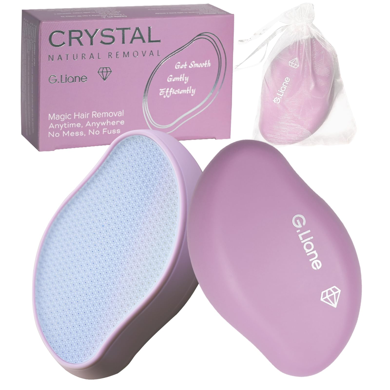 Premium Crystal Hair Eraser,Natural Crystal Hair Remover for Women,Painless Exfoliation Hair Removal Epilator,Gentle and Efficient Lady Shaver and Trimmer on Leg Back Arm(Pastel Purple)