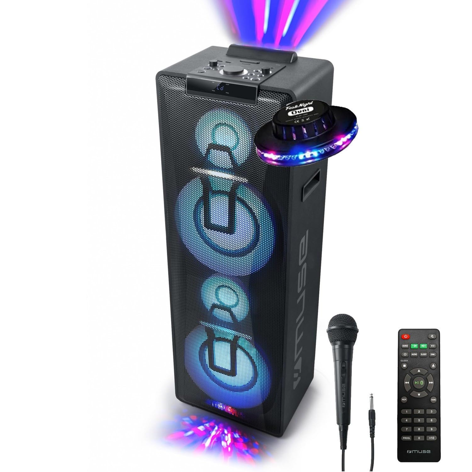 Enceinte Sonorisation - Muse M-1990DJ - DJ à LED Party Box double Bluetooth + Micro - BT/CD/AUX/USB - 1000W - Lumière OVNI