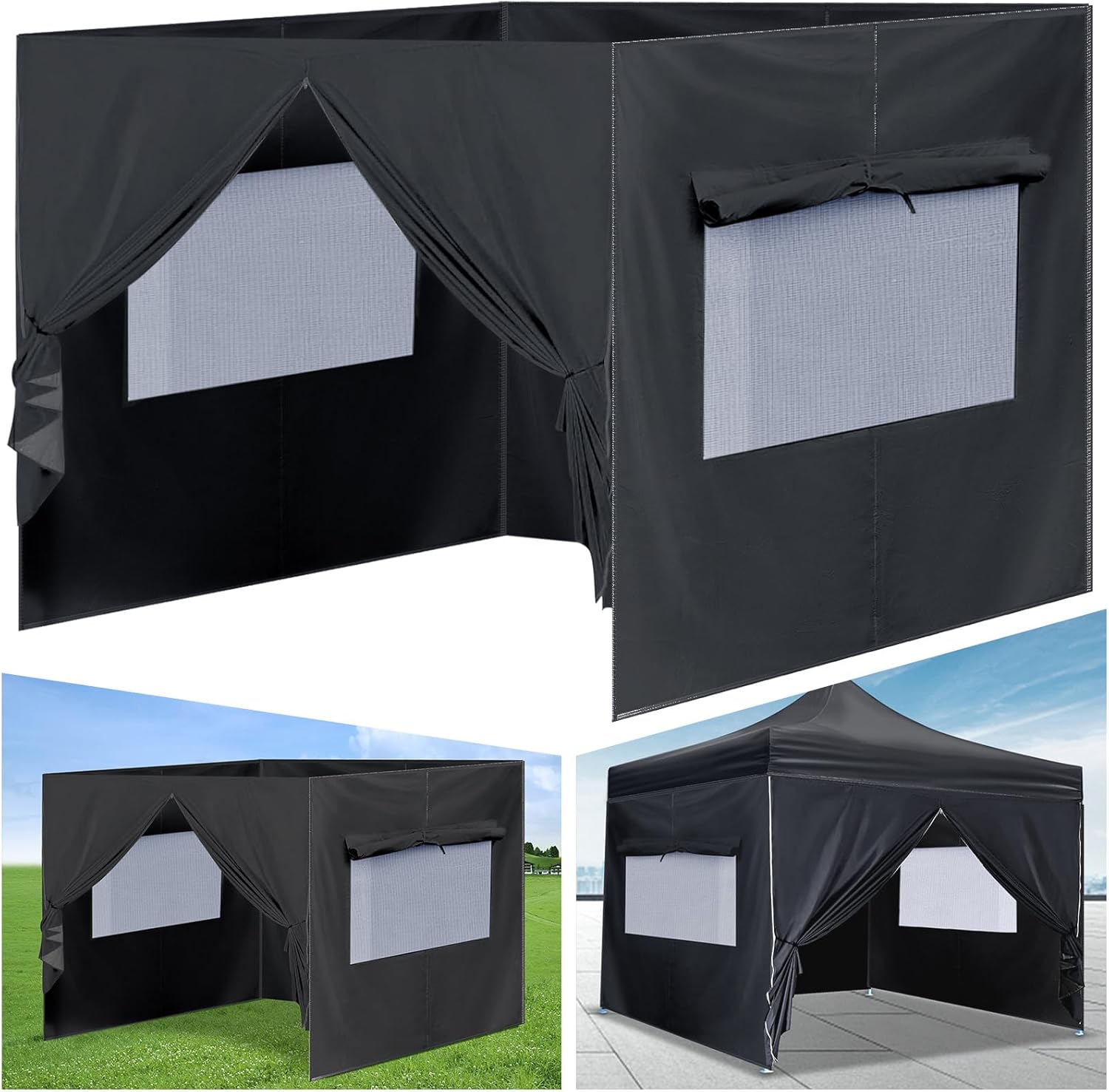 Windyun 4Pcs Full Zippered Canopy Sidewall for 10x10 Canopy
