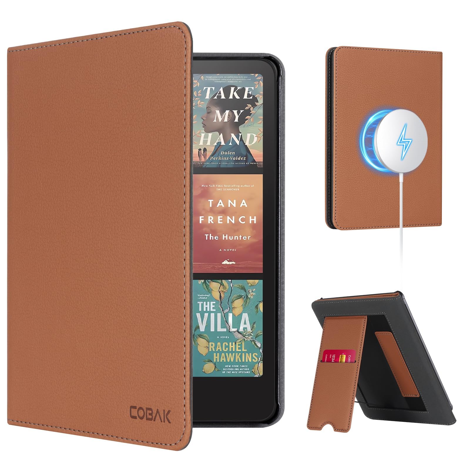CoBak Case with Stand for Kindle Paperwhite 12th Gen 2024 Released (7") &amp; Kindle Colorsoft Signature Edition - Durable PU Leather Cover with Auto Sleep Wake, Card Slot, Hand Strap Feature